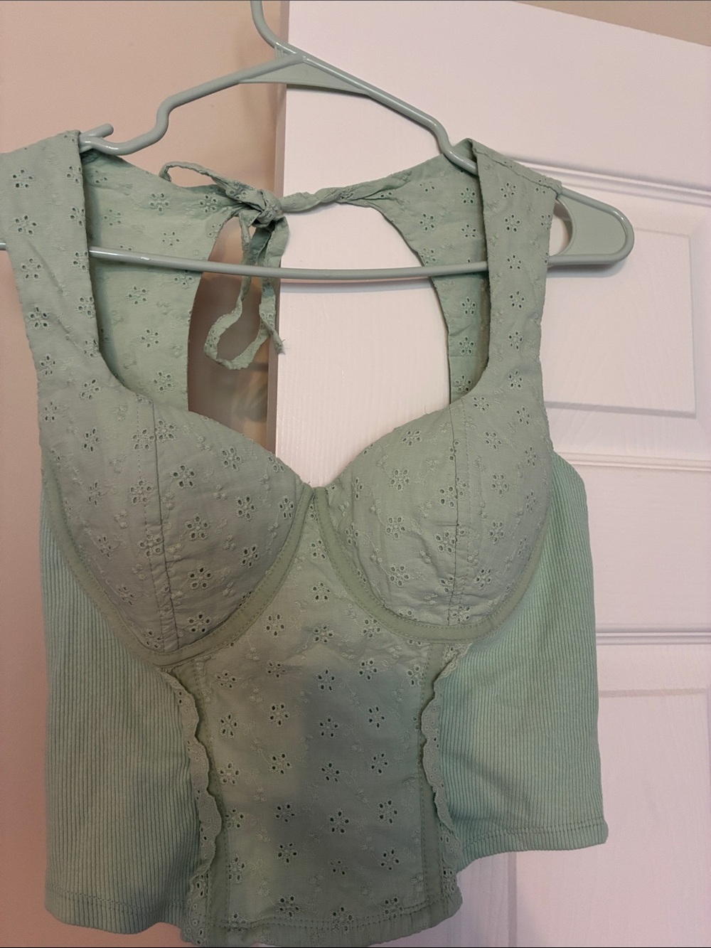 Steve Madden Mint Eyelet Bustier Crop Top
